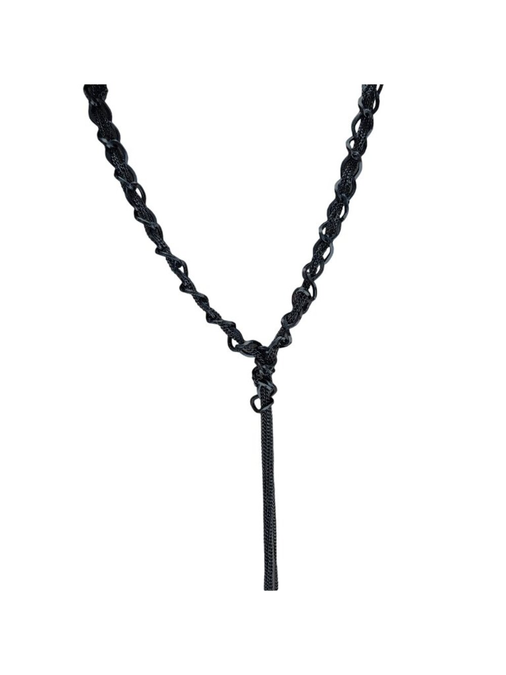 Elegant Y-Drop Necklace Black Chain Link Chunky Tassel Statement Fashion Jewelry